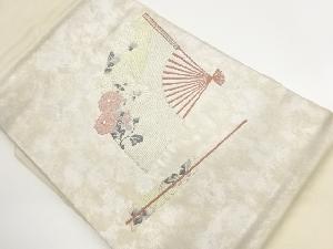 引箔扇に菊模様織出し名古屋帯